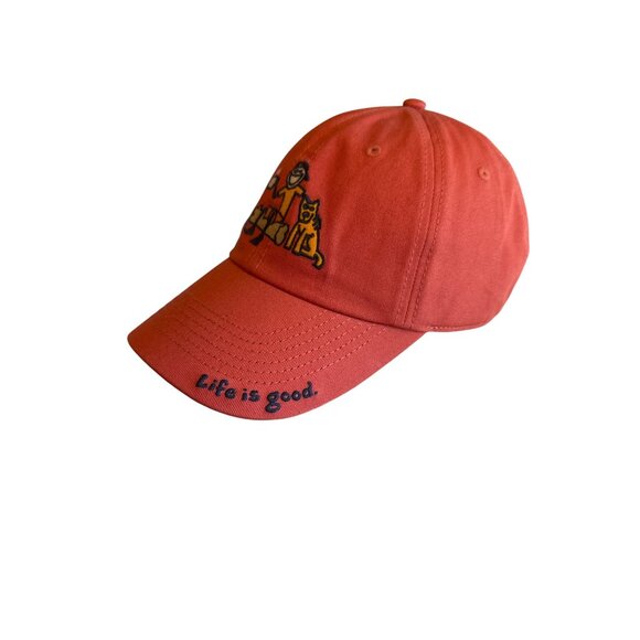 Life Is Good Red Baseball Cap With Embroidered Campfire Design Cotton - Picture 2 of 5